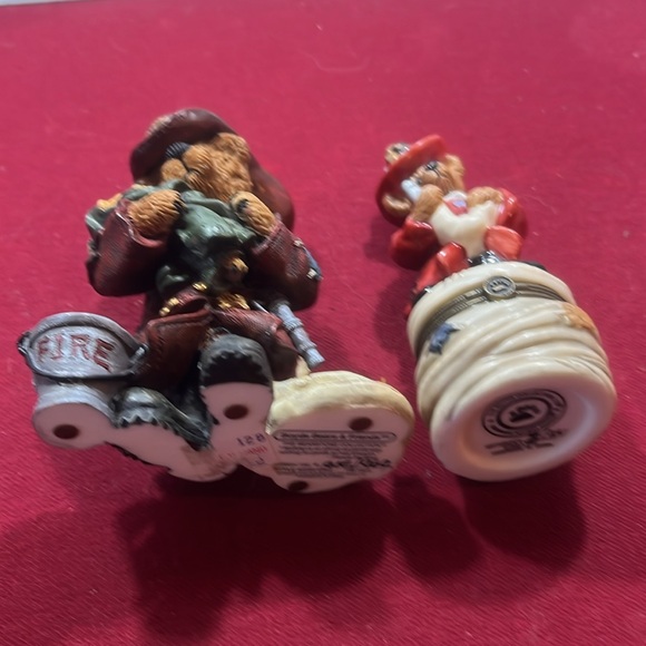 Boyds Bears & Friends FIREMAN figures ceramic fire fighters baby 2 teddy bears - Picture 3 of 13